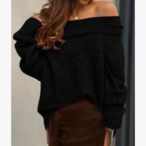 Elegant Black Off-Shoulder Sweater